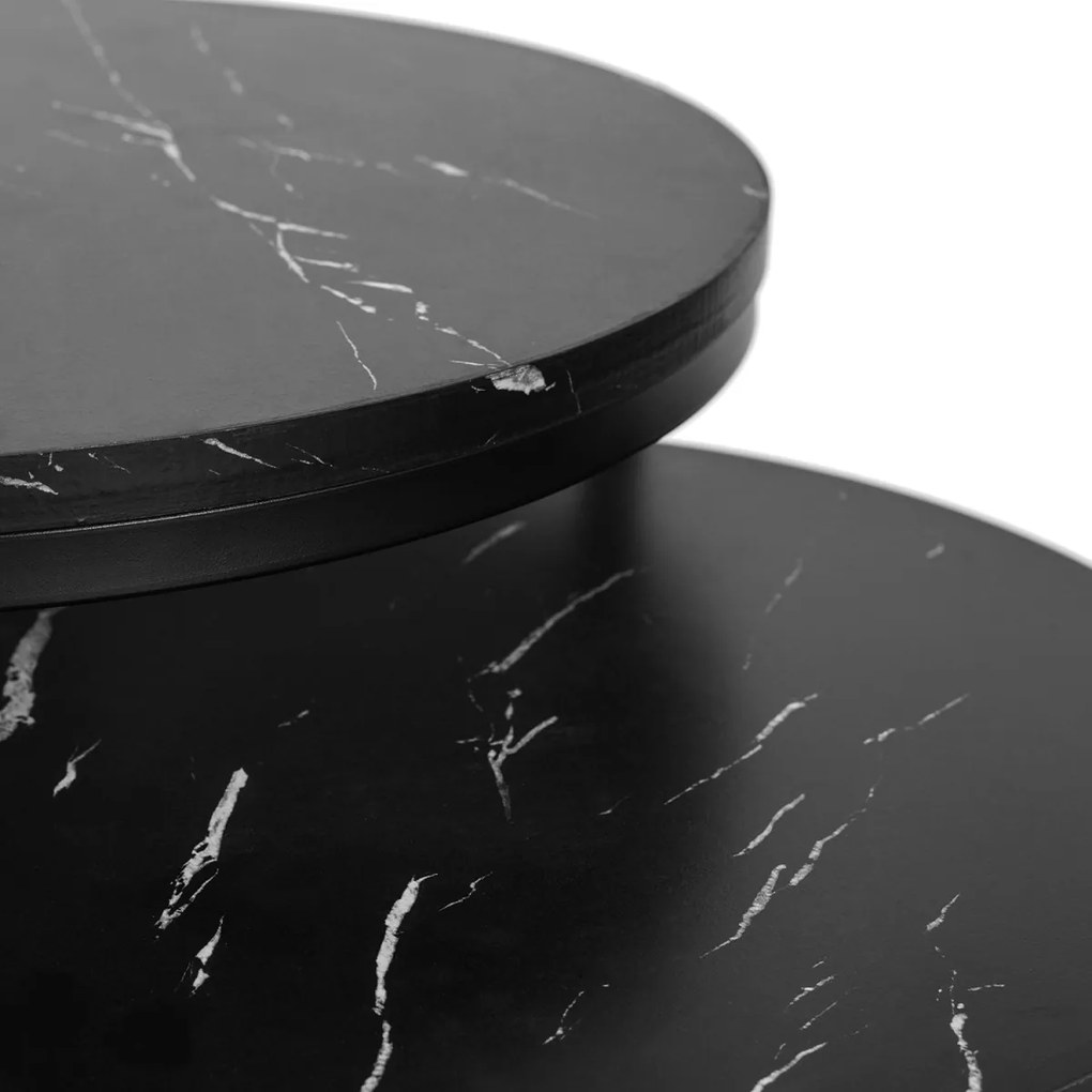 Dohányzóasztal szett fekete márvány színben. MAURO
