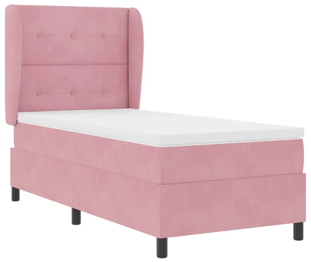 Boxspring Ágy Mattal Rózsaszín 90x190 cm Bársony
