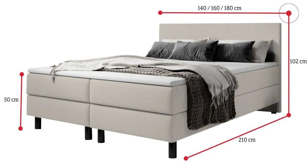 GINA kárpitozott boxspring ágy, 160x200,  inari 91