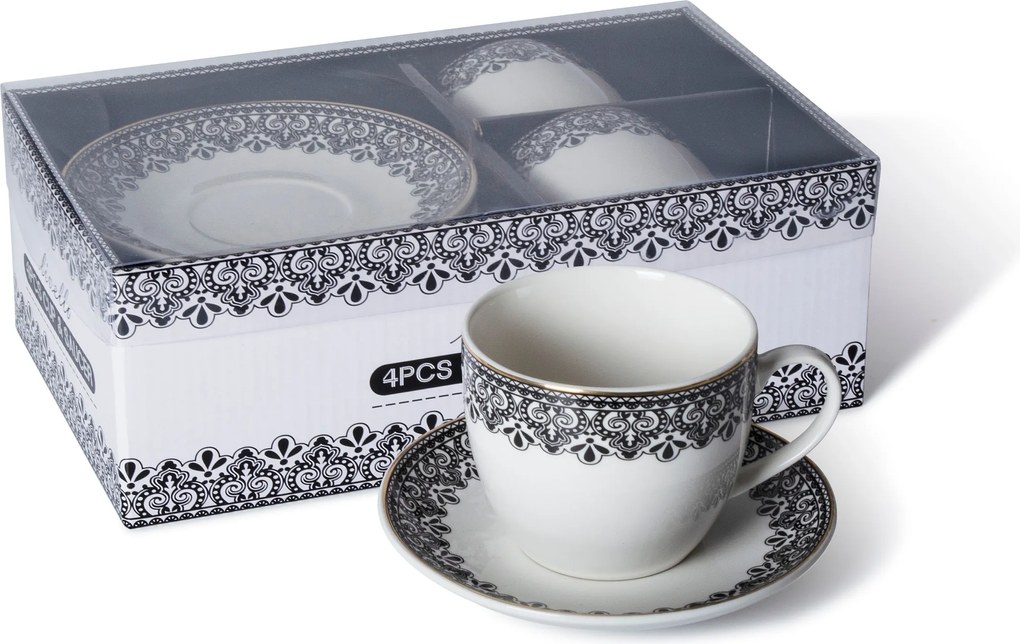 Livello 2 db-os 250 ml-es porcelán csészealj szett 14 cm-es dísz