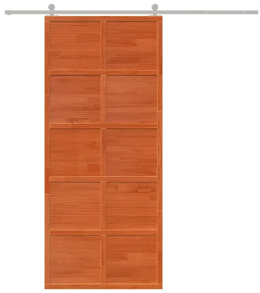Viaszbarna tömör fenyőfa istálló stílusú ajtó 90x208 cm