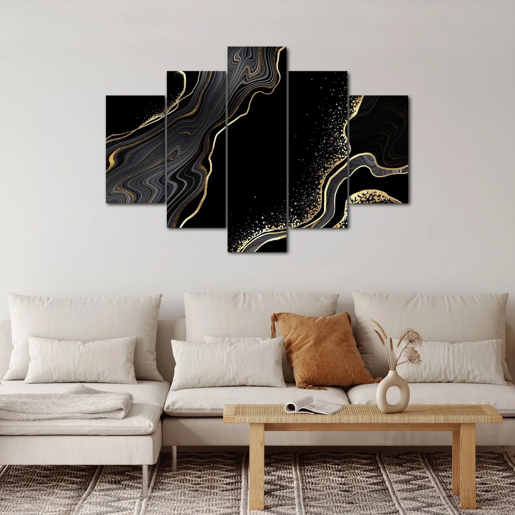 Kép - Fekete és arany márvány (150x105 cm)