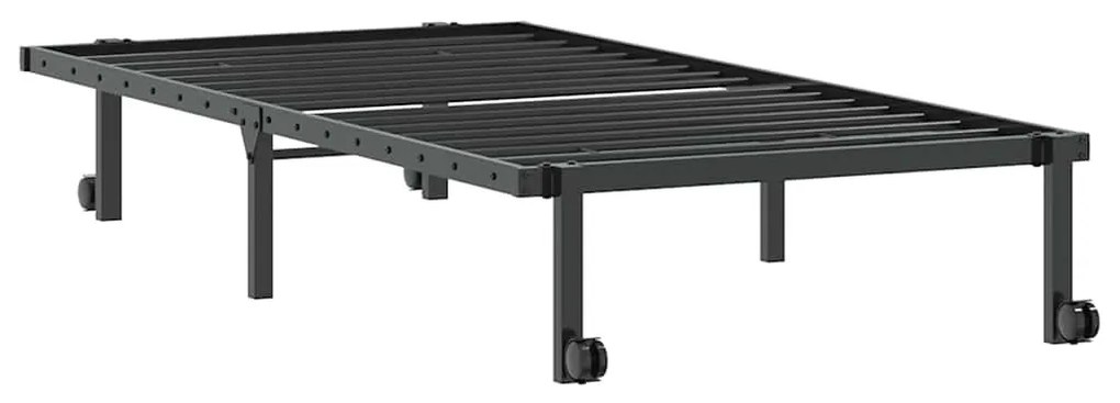 fekete acél ágykeret matrac nélkül összecsukható 90x200 cm