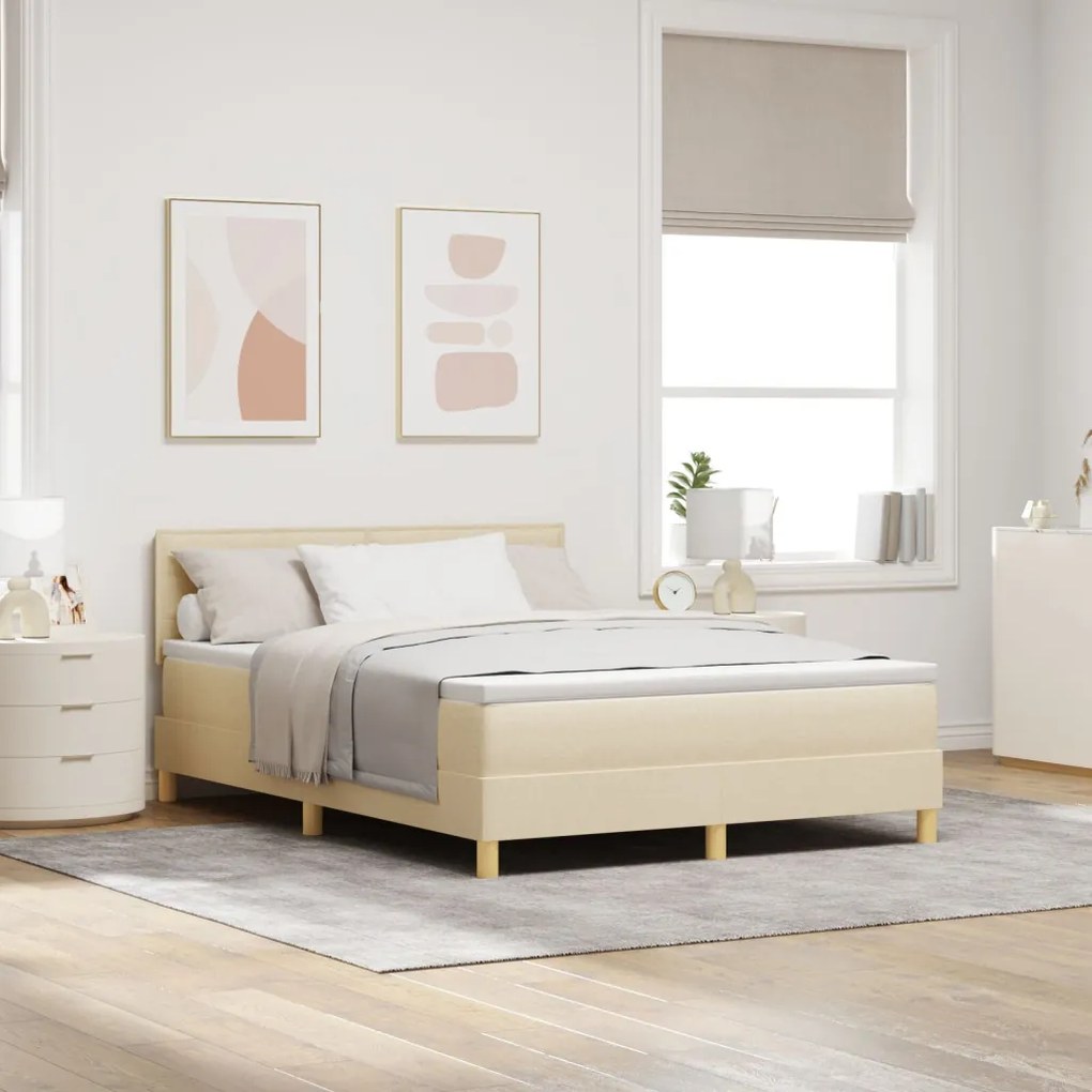 Box Spring Ágy Matraccal Krém 140x200 cm Szövet