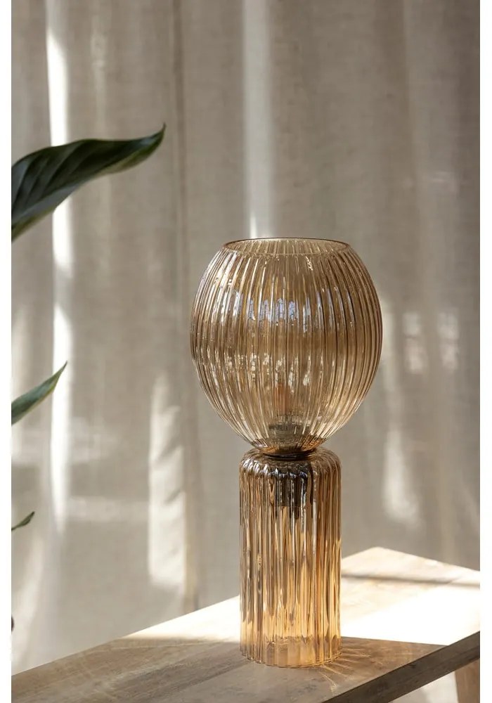 Borostyán színű asztali lámpa üveg búrával (magasság 40 cm) Toulipa – Markslöjd