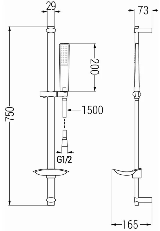 Mexen Sabre DB72 fürdőszett, króm - 72103DB72-00