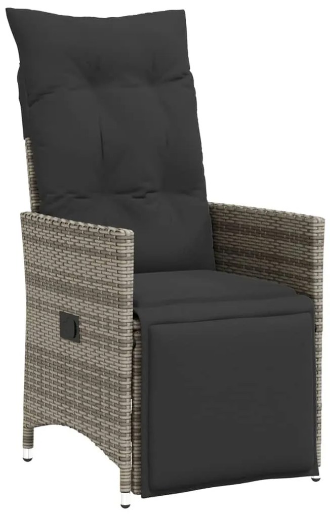 vidaXL 7 részes szürke polyrattan kerti bisztrógarnitúra párnákkal