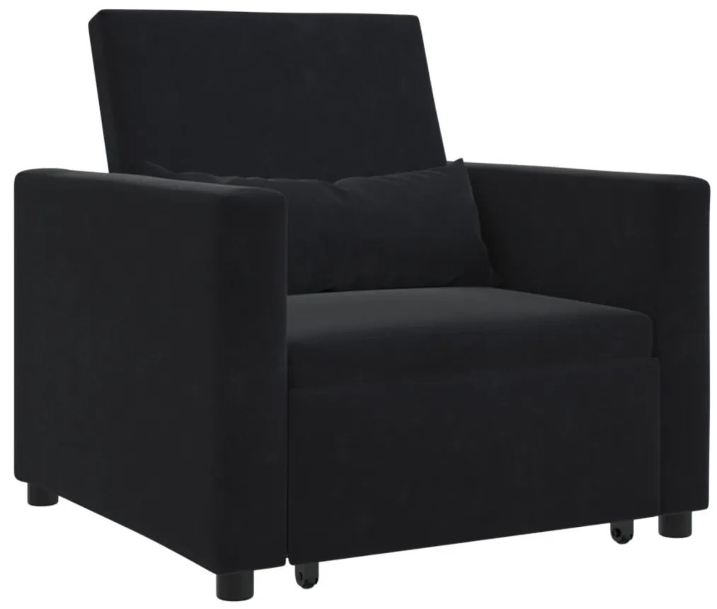 Egyszemélyes kanapéágy Fekete 90 x 165 x 87 cm Bársony