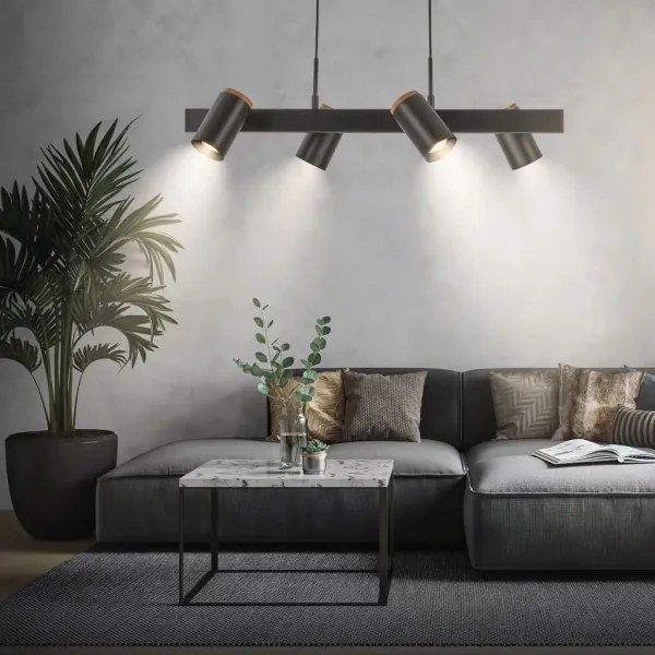 Briloner 4059045 - ERA kábeles csillár 4xGU10/10W/230V fekete