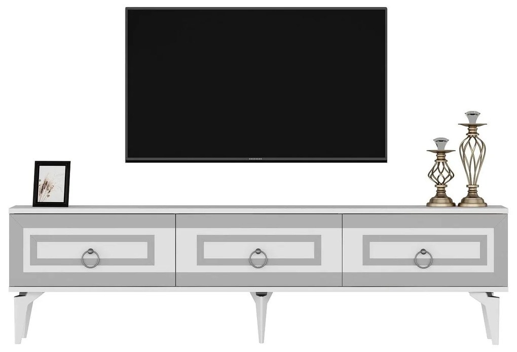 TV asztal/szekrény Pemava 2 (fehér + ezüst) . 1095408