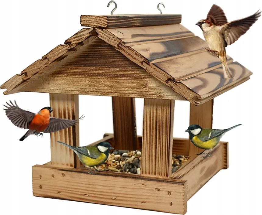 Tömör fából készült napozó madáretető