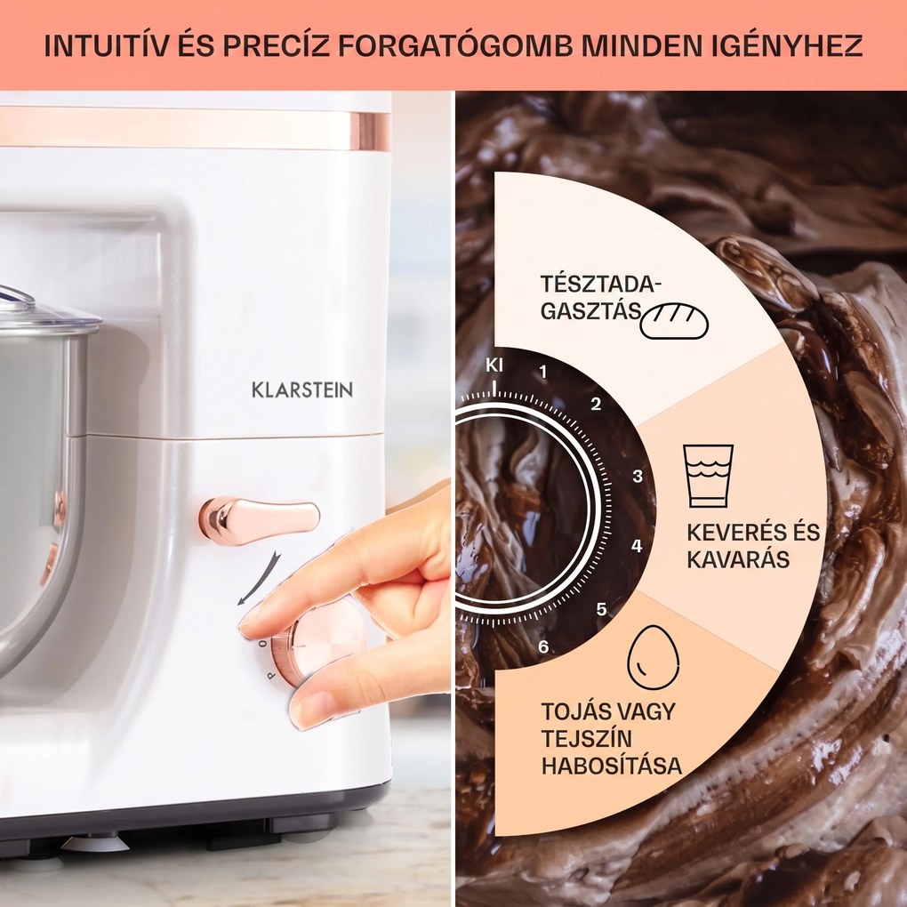 Klarstein Bella Elegance, konyhai robotgép, 1800 W, 1,7 PS, 6 fokozat, 5 L