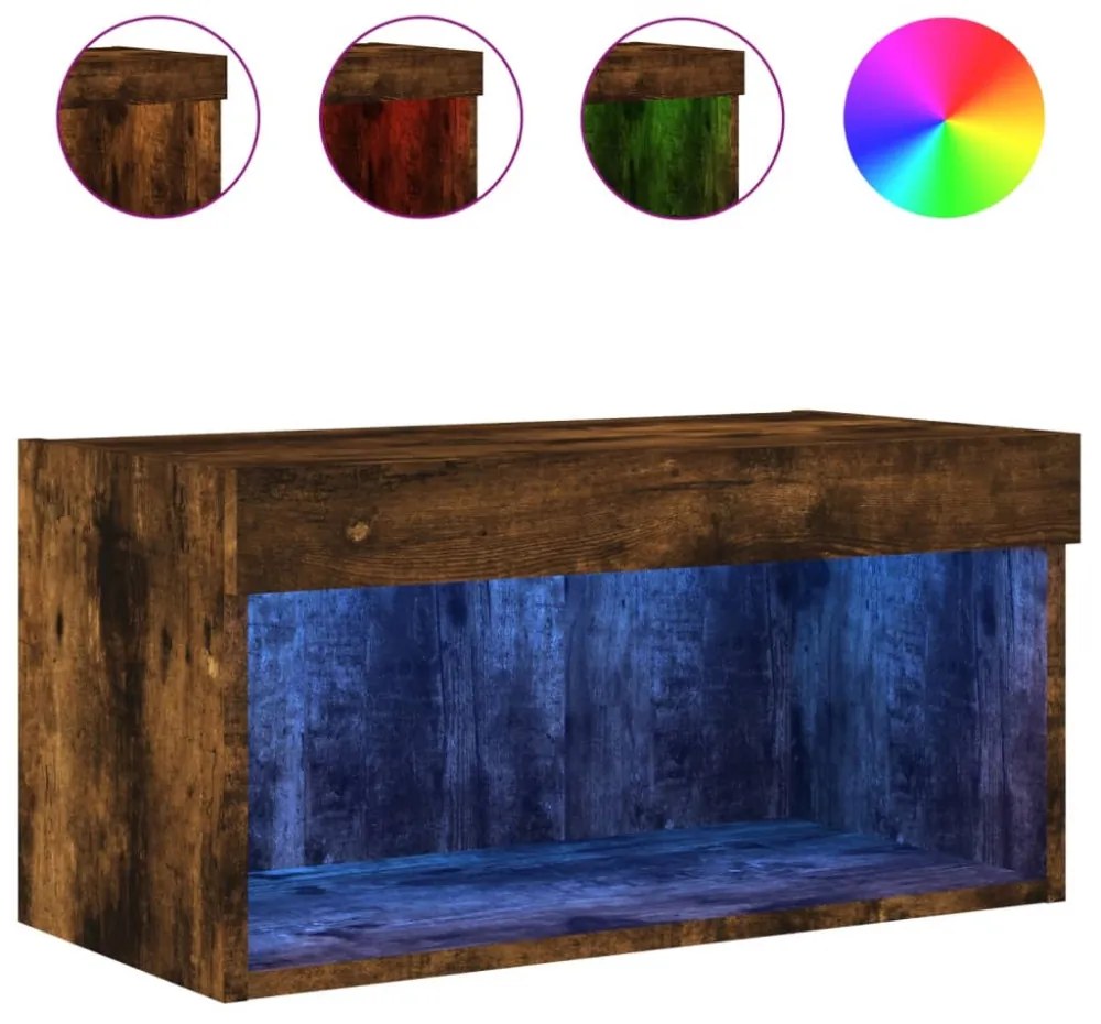 füstös tölgy színű TV-szekrény LED-világítással 60 x 30 x 30 cm