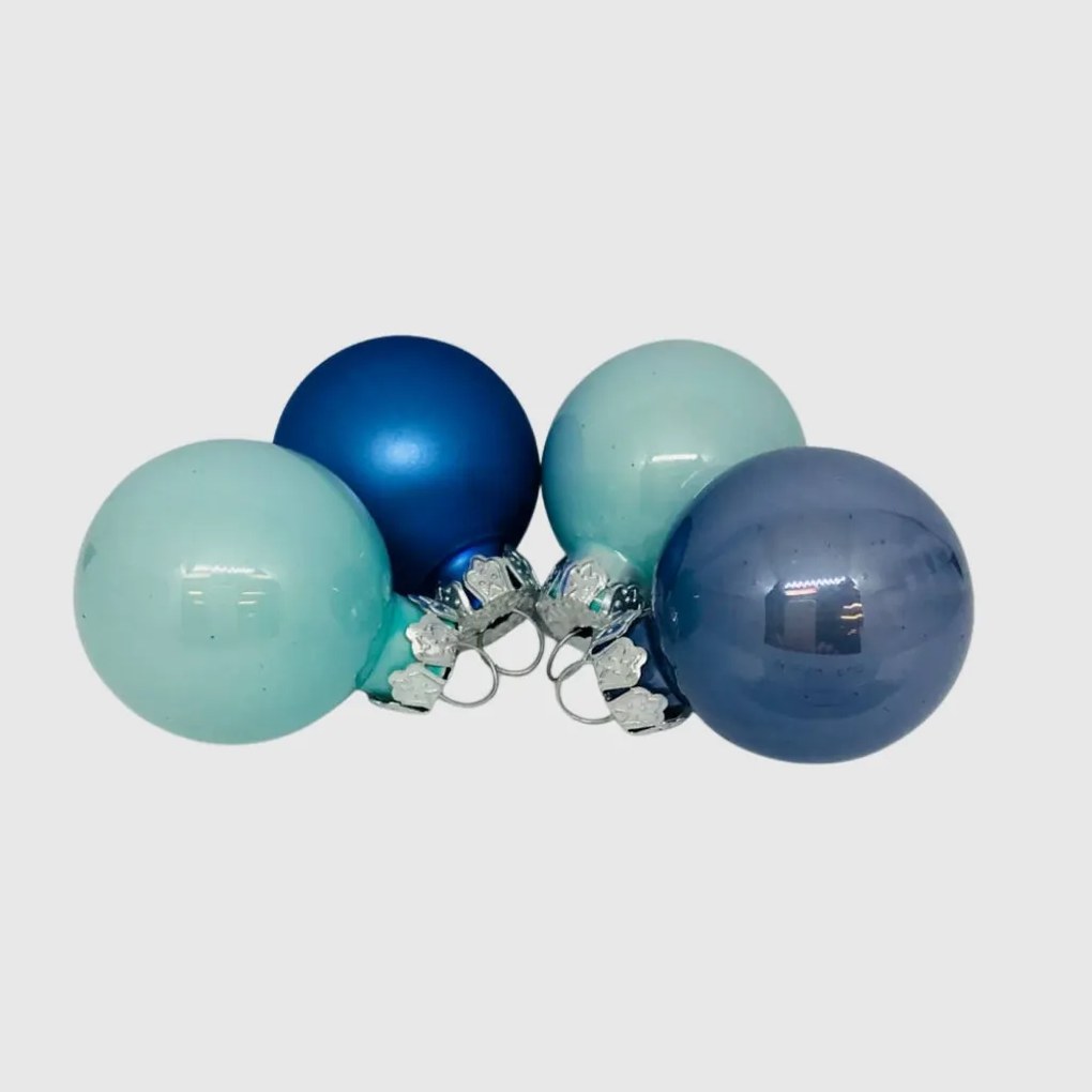 Kék üveg karácsonyi gömb szett 16*3cm