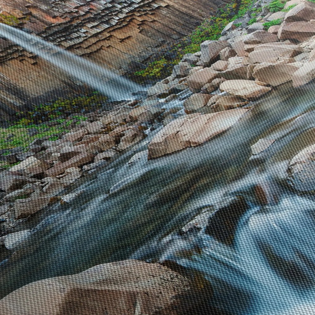 Kép - Svartifossi vízesés, Izland (órával) (90x30 cm)