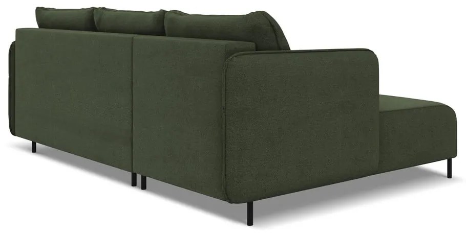 Zöld kinyitható-tárolóhelyes sarokkanapé (bal oldali) Luana – Makamii