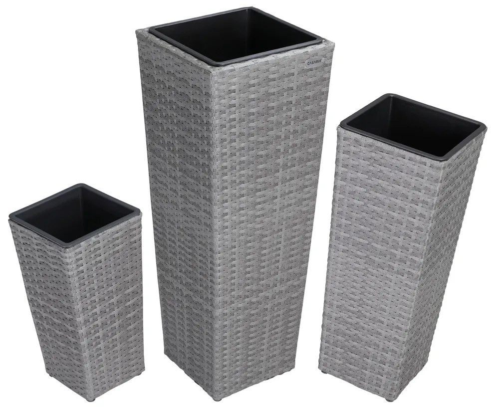 Casaria® 3 darabos virágtartó készlet - szürke
