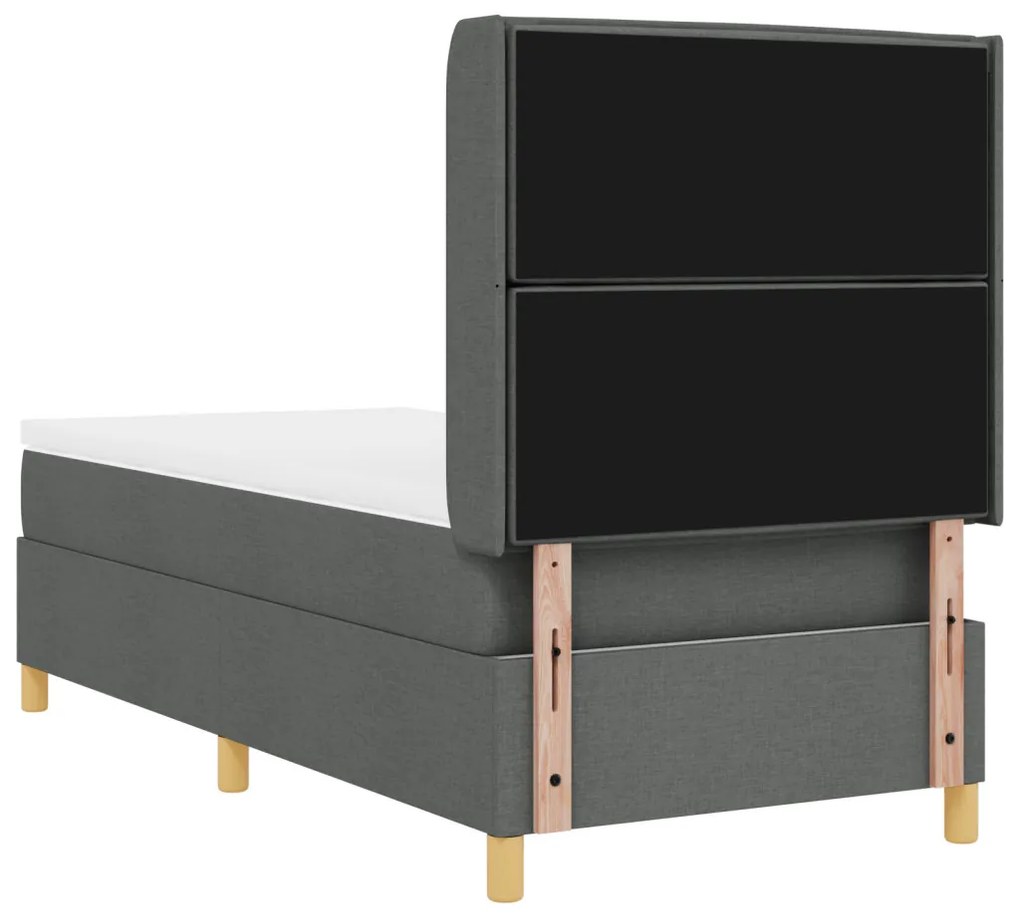 Boxspring Ágy Matrac és LED sötétszürke 90x200 cm Szövet