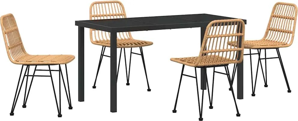 vidaXL Kert étkező szett 5 pcs Barna Porszórt acél