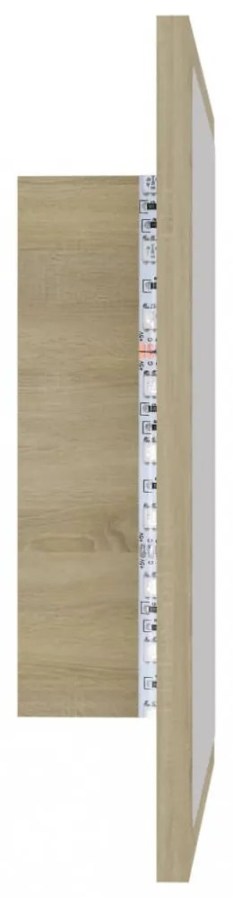 sonoma tölgy akril LED-es fürdőszobai tükör 40x8,5x37 cm