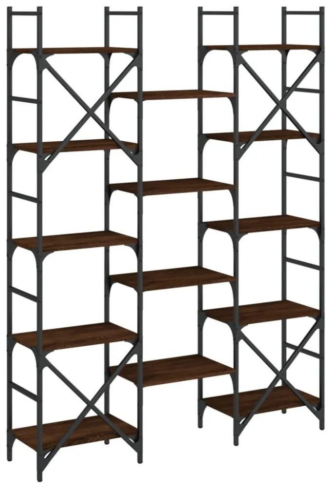 barna tölgyszínű szerelt fa könyvespolc 127,5x28,5x172,5 cm