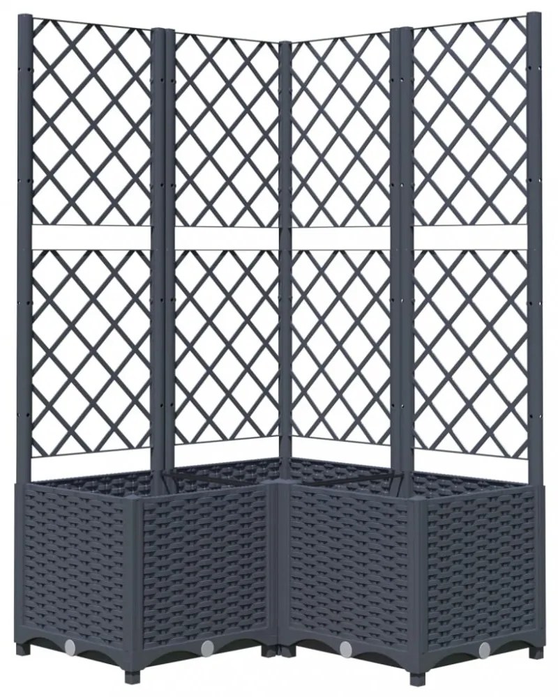 sötétszürke PP rácsos kerti ültetőláda 80 x 80 x 136 cm