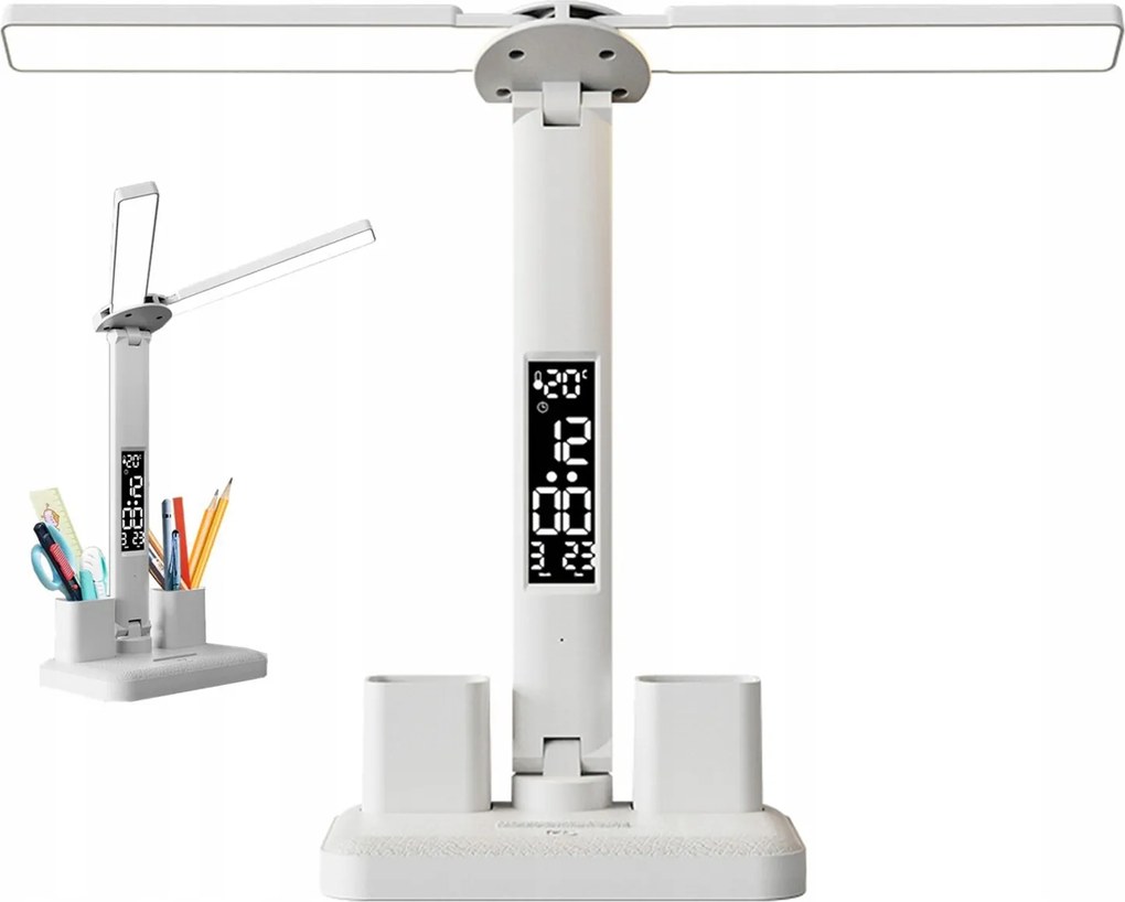 Dupla Led Asztali Lámpa Asztali Kijelzővel Temp Data Óra 6IN1