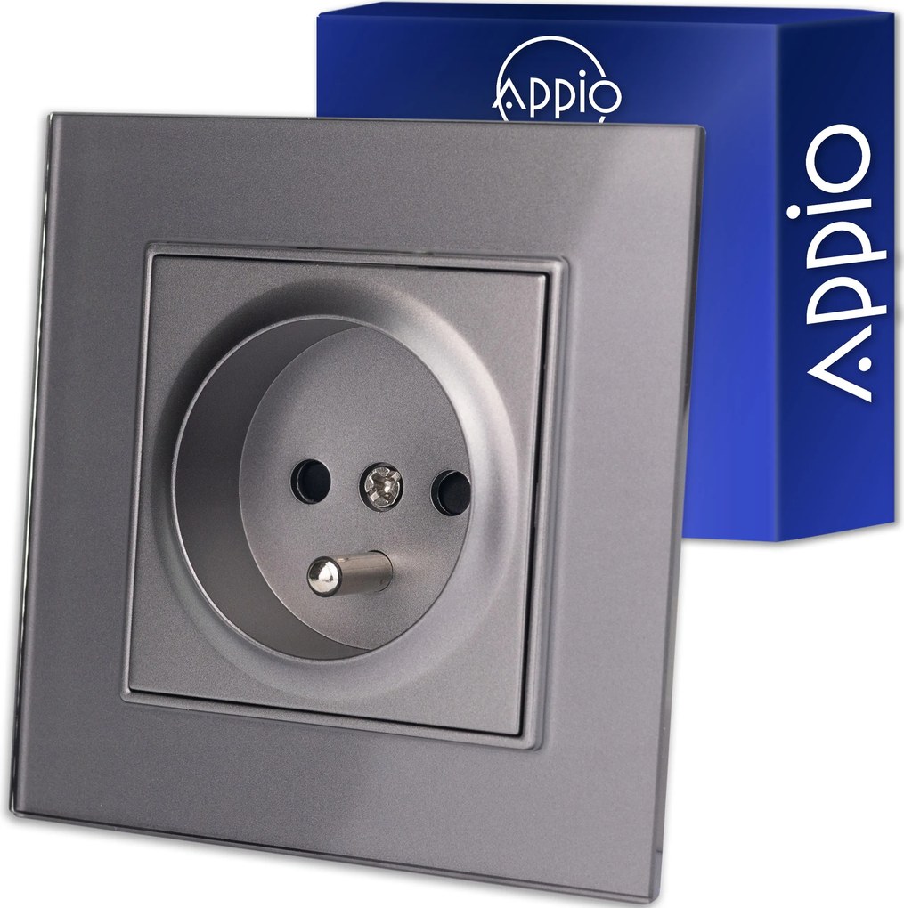 Elektromos Aljzat Tűvel Szimpla Üveg Aljzat Szürke FI60