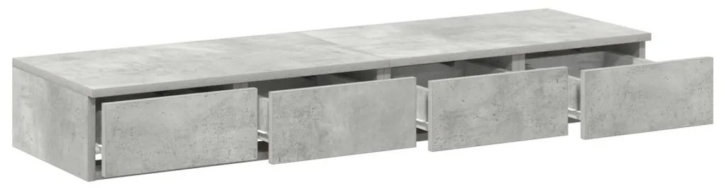 Ágy Fiókok Beton Szürke 120x36.5x16.5 cm Műanyag Fa