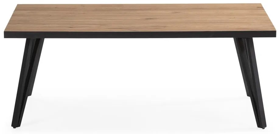 Fekete-natúr színű dohányzóasztal tölgyfa dekoros asztallappal 60x120 cm Sindi – Marckeric