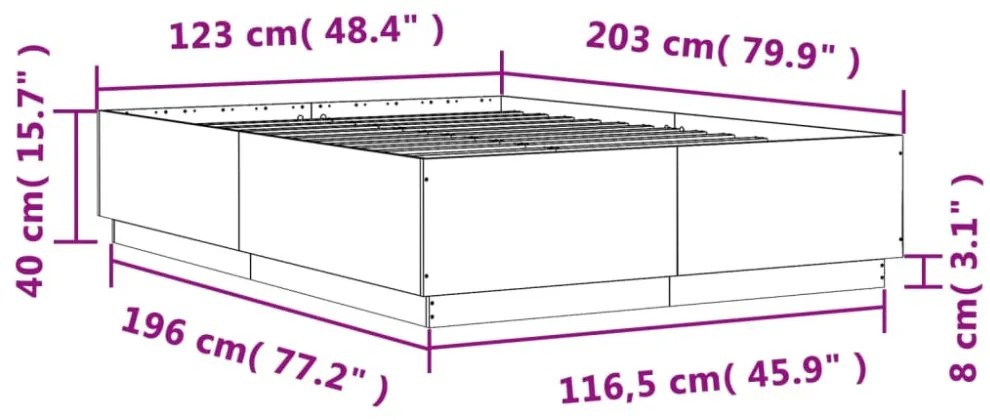 füstös tölgy színű szerelt fa ágykeret 120 x 200 cm