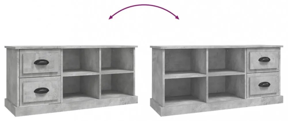 betonszürke szerelt fa TV-szekrény 102 x 35,5 x47,5 cm