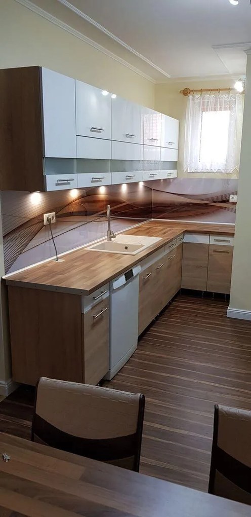 Wallplex falburkoló konyhapanel Barna hullám (Méret: Nagy 60x240)