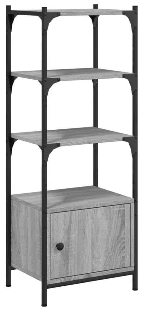 3 szintes szürke sonoma szerelt fa könyvespolc 41x30x109,5 cm