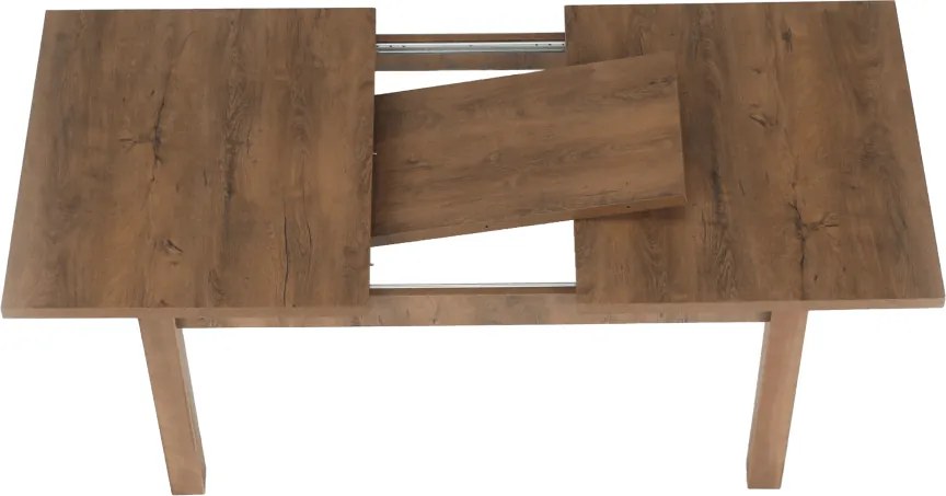 Széthúzható ebédlőasztal, tölgyfa lefkas, 160-203x90 cm, MONTANA STW