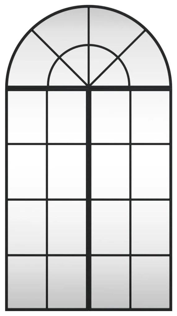 fekete ívelt vas fali tükör 60 x 110 cm