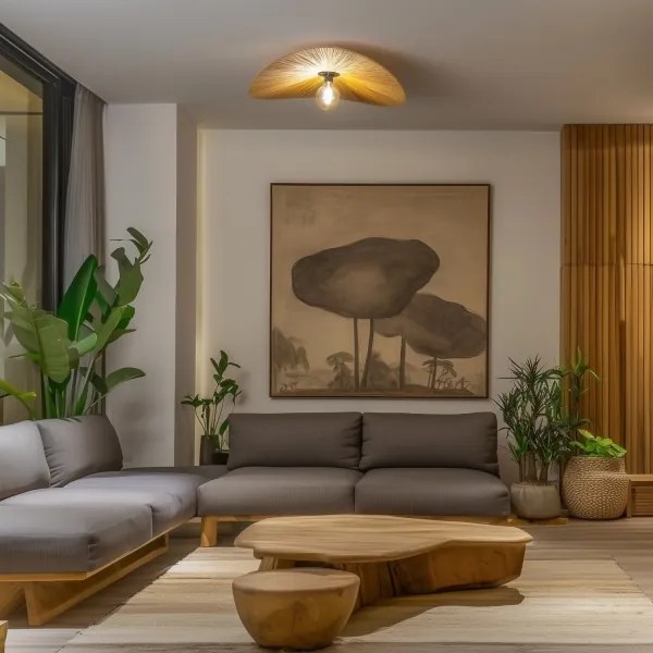 Brilagi - LED felületre szerelhető csillár CERIA BOHO 1xE27/40W/230V Ø 80 cm raffia