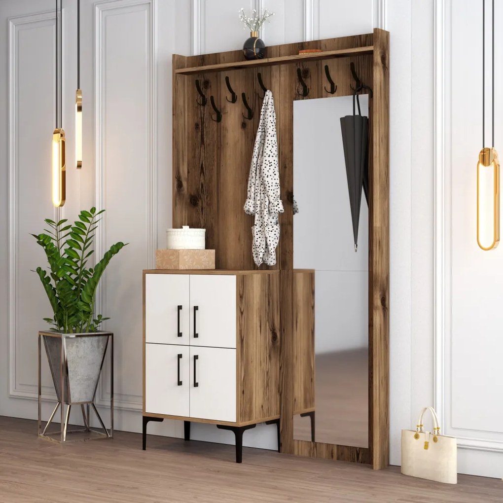 Berlin előszobafal, dió-fehér, 120 cm – TR845HCT4208