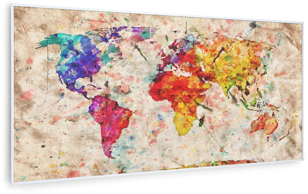 Klarstein Wonderwall Air Art Smart, infravörös hősugárzó, 120 x 60 cm, 700 W, színes térkép