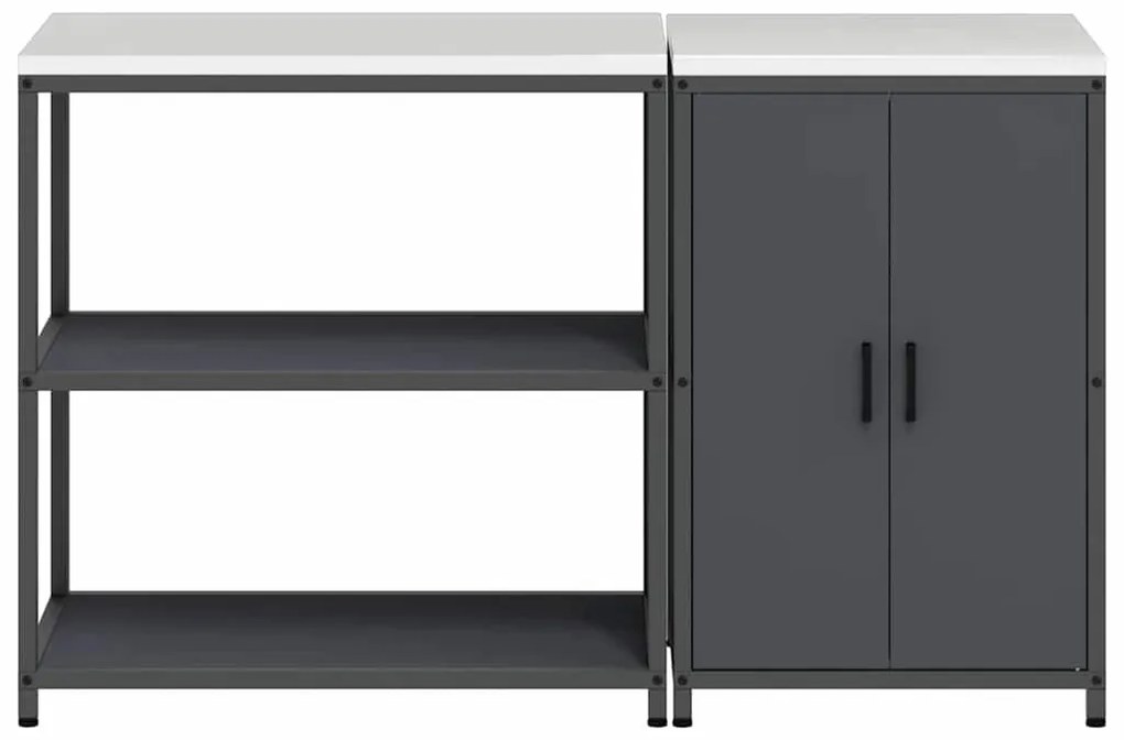 Konyhai Tároló Készlet 2 pcs Antracitszürke 150 x 50 x 92 cm