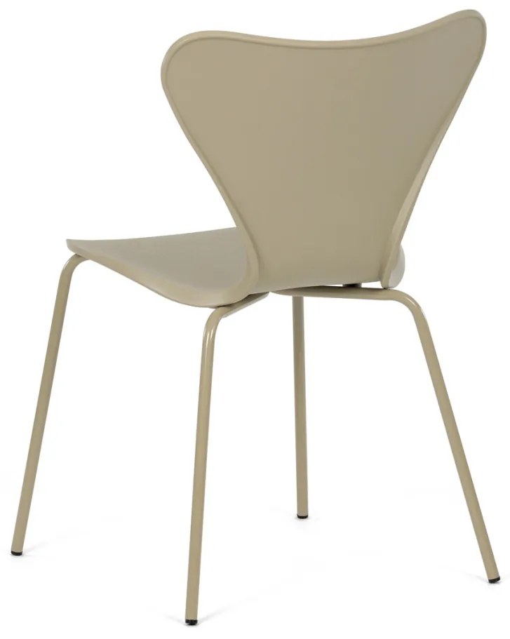 Scaun de sufragerie, plastic cappuccino, baza metalică cu patru picioare