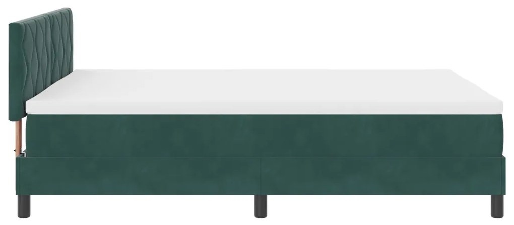 Boxspring Ágy Mattal és LED világítással Sötétzöld 140x200 cm Bársony