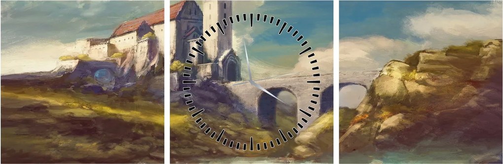 Kép - Középkori vár (órával) (90x30 cm)