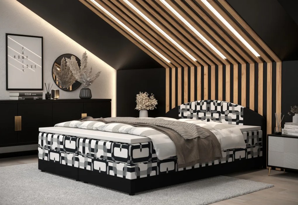 ORAN kárpitozott boxspring ágy, 140x200, damir 3/rainbow 15