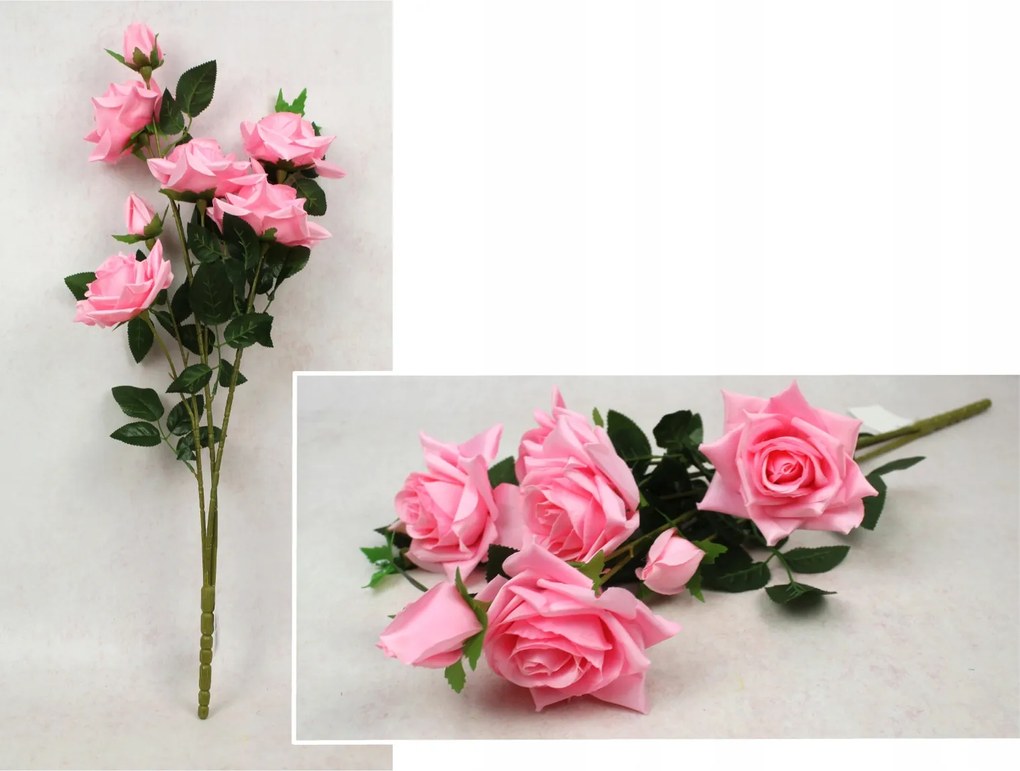 Rózsa virág 70 cm magas, rózsaszín, 5 virág