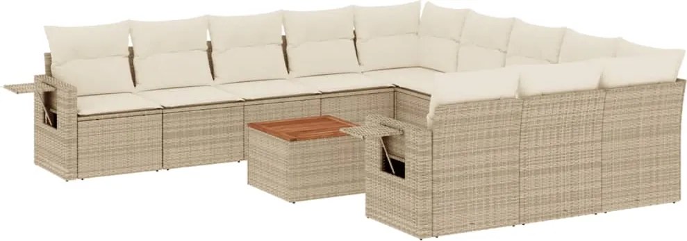 vidaXL 12 részes bézs polyrattan kerti ülőgarnitúra párnákkal