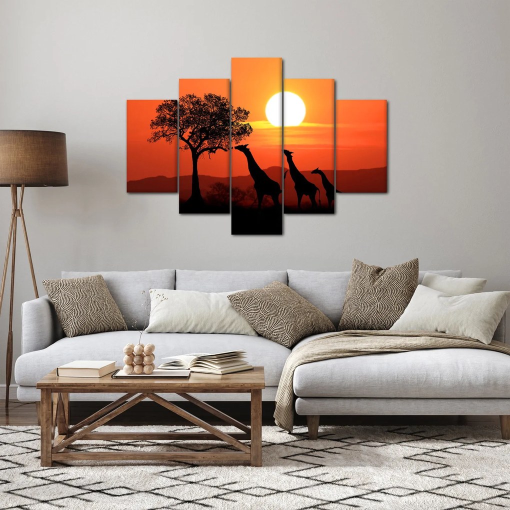 Zsiráfok képe naplementekor (150x105 cm)