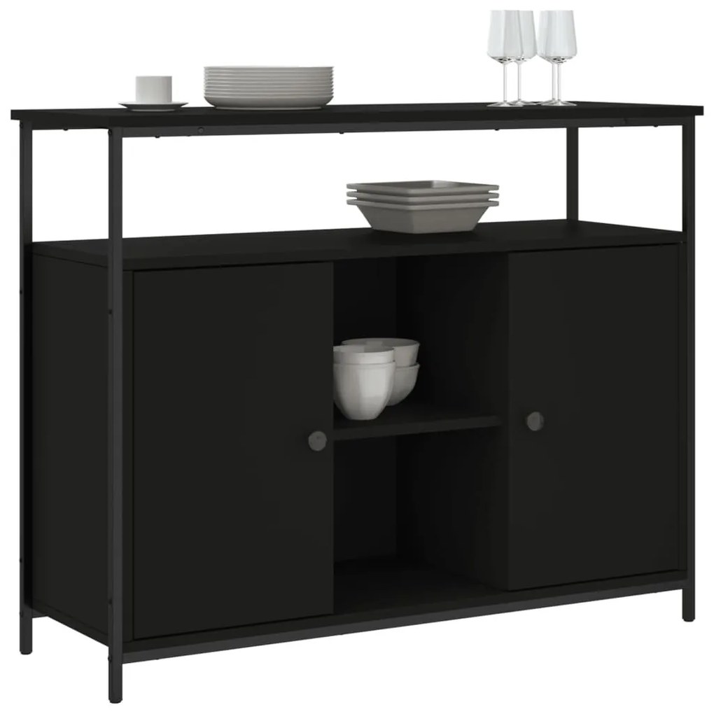 fekete szerelt fa tálalószekrény 100 x 35 x 80 cm