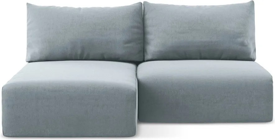 Kék bársony kinyitható-tárolóhelyes sarokkanapé (bal oldali-heverő résszel) Kalena – Makamii