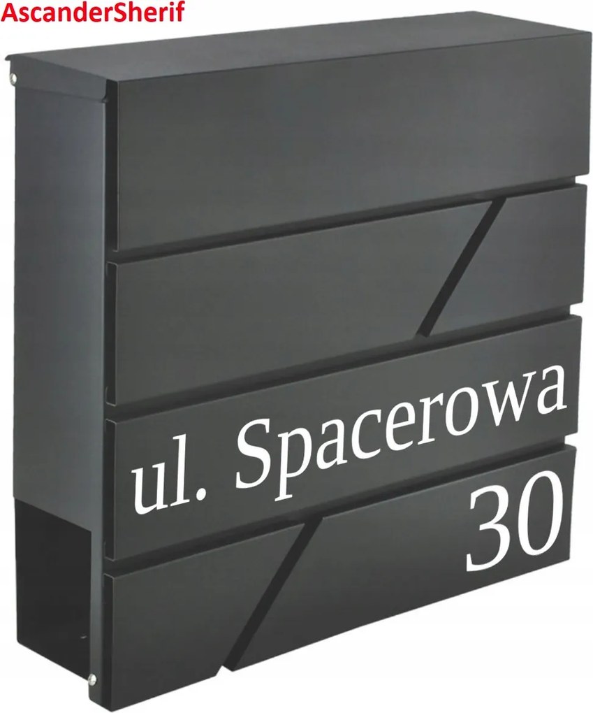 Postaláda Újságtartó Fekete Házszám Uv Nyomtatás